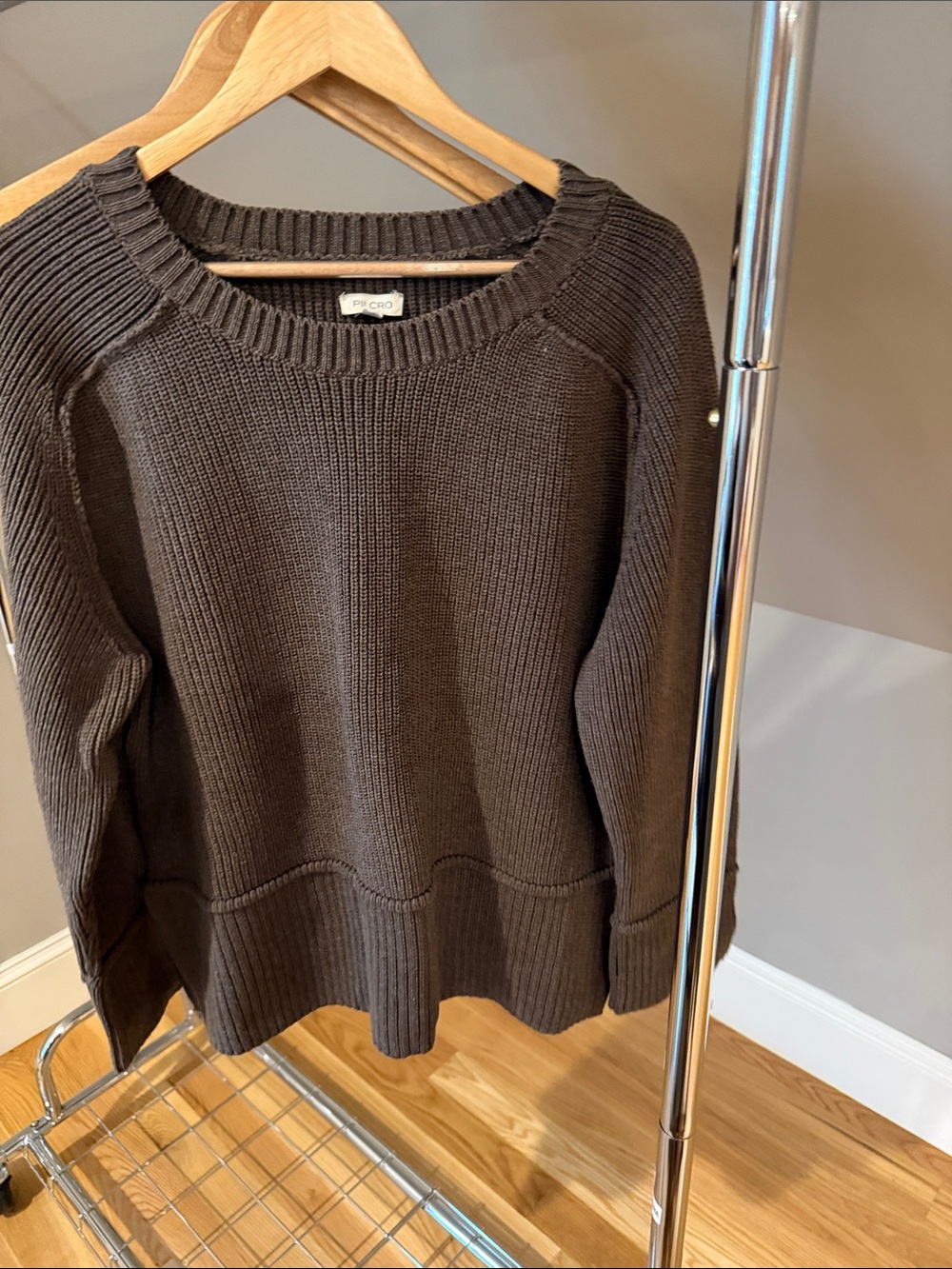 Pilcro Brown Ribbed Crewneck Sweater